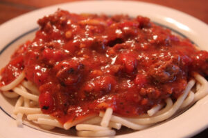 Gluten Free Spaghetti Sauce over Gluten Free Pasta